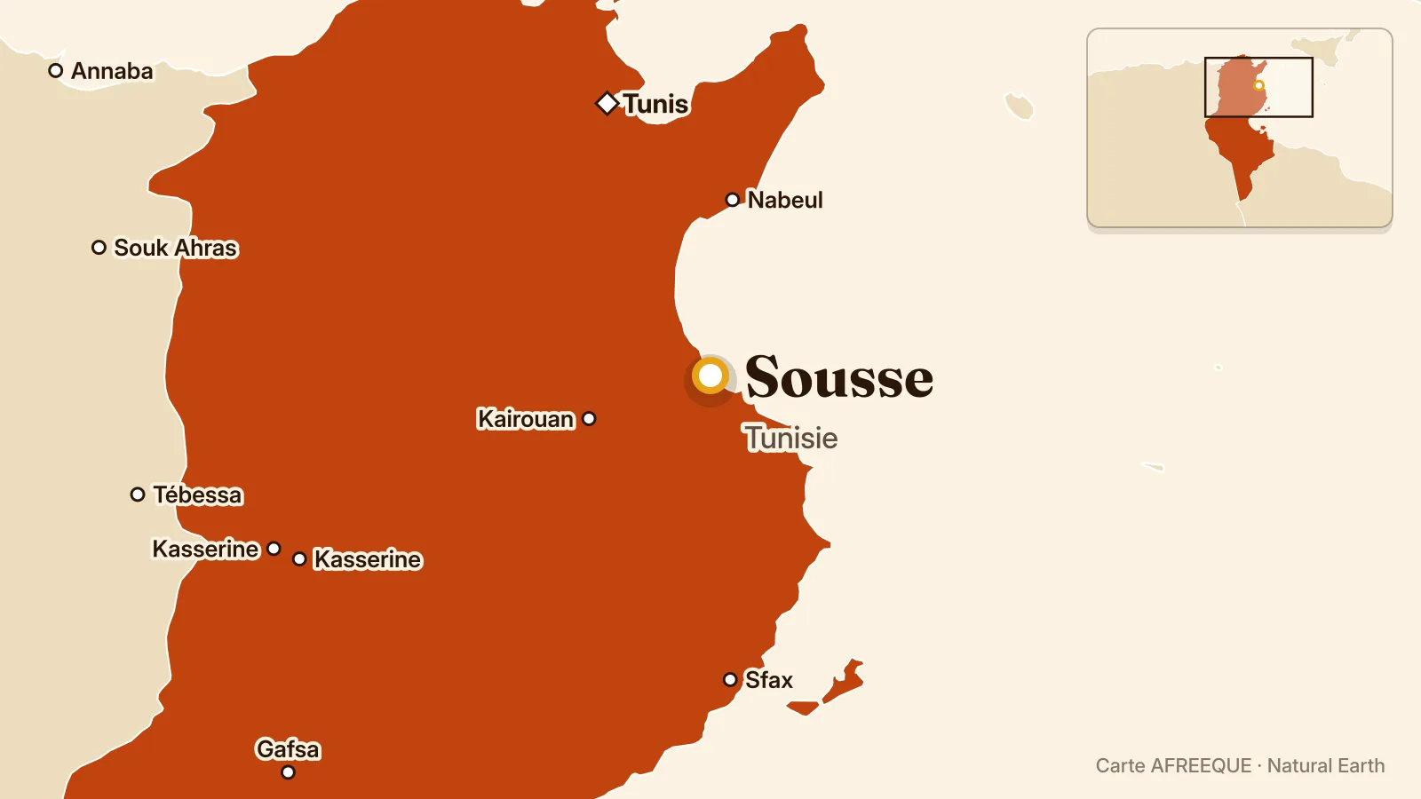 Carte : Sousse, Tunisie
