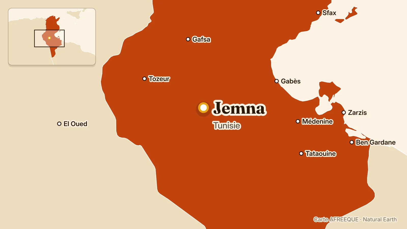 Carte : Jemna, Tunisie