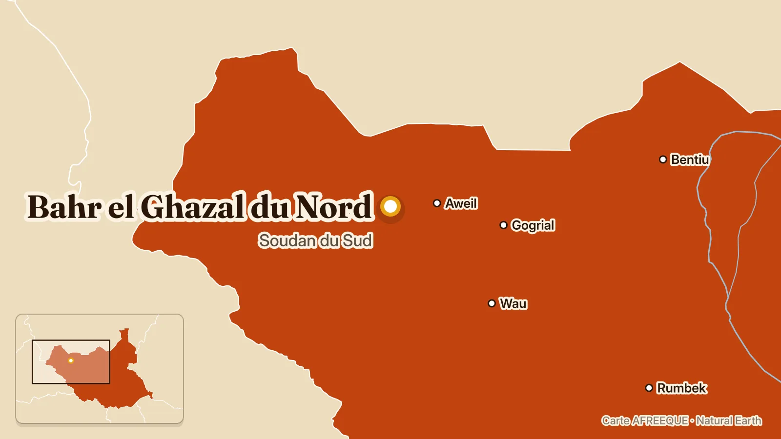 Carte : Bahr el Ghazal du Nord, Soudan du Sud
