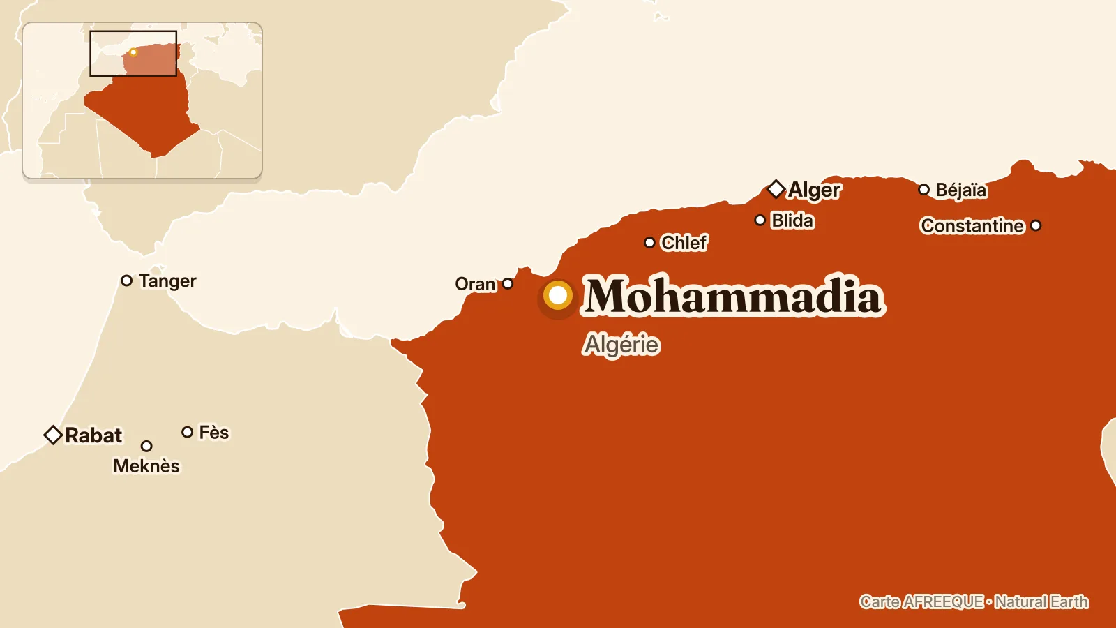Carte : Mohammadia, Algérie