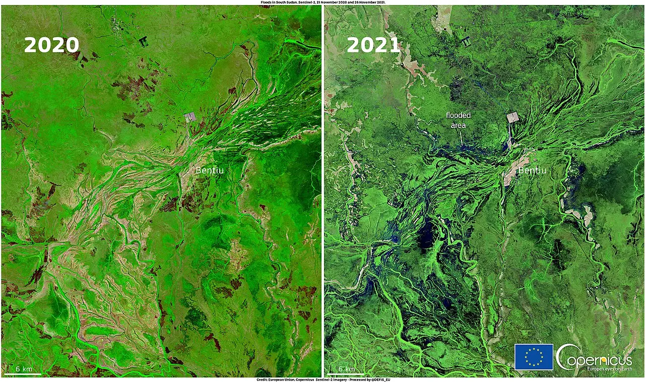 Floods in South Sudan (Copernicus) — photo d’illustration (inondations)