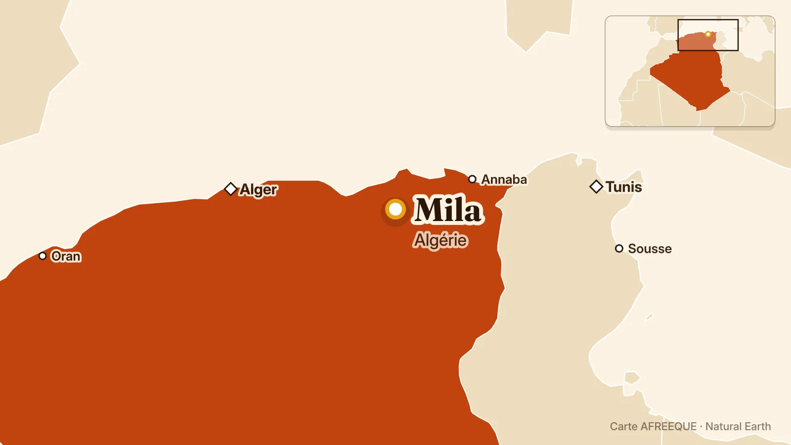 Carte : Mila, Algérie