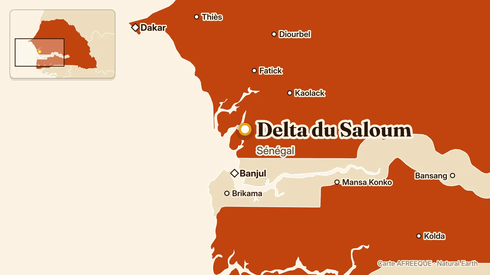 Carte : Delta du Saloum, Sénégal