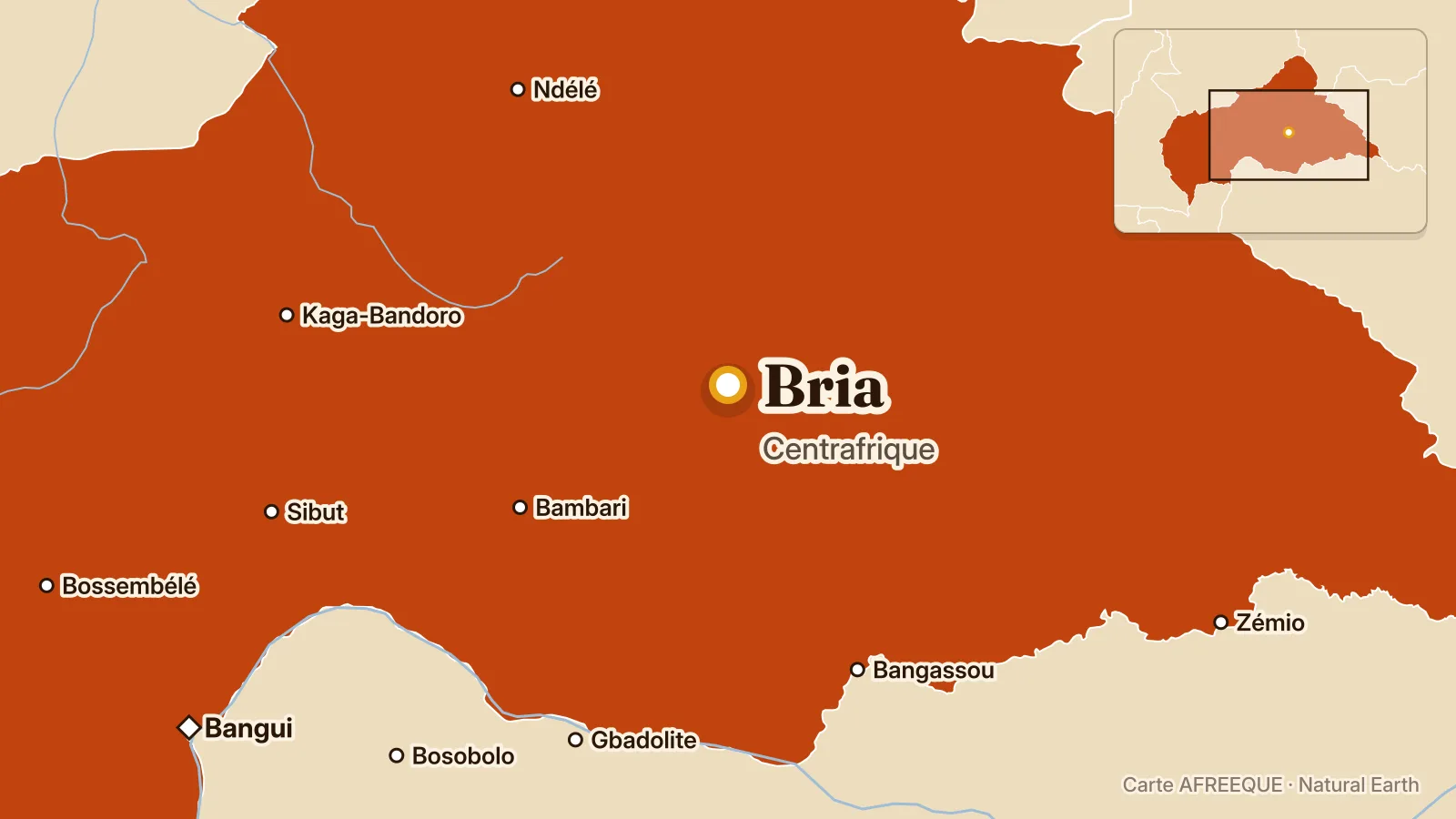 Carte : Bria, Centrafrique