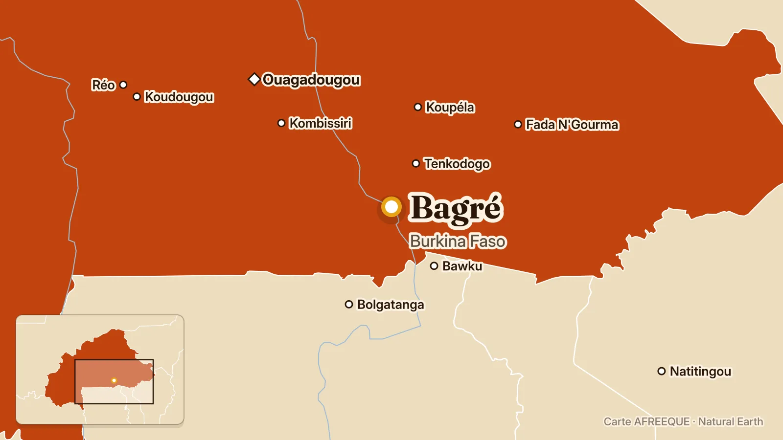 Carte : Bagré, Burkina Faso