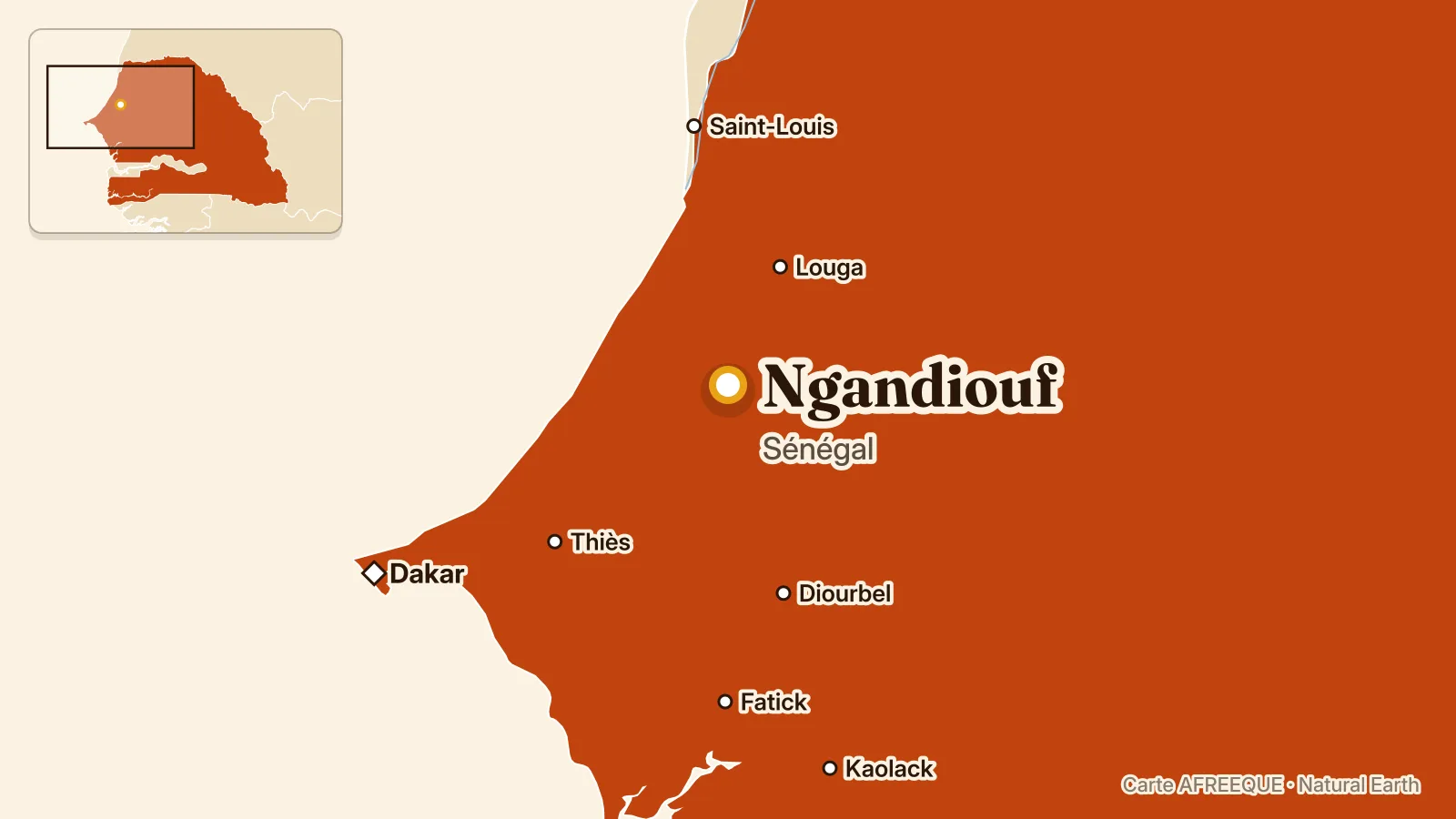 Carte : Ngandiouf, Sénégal