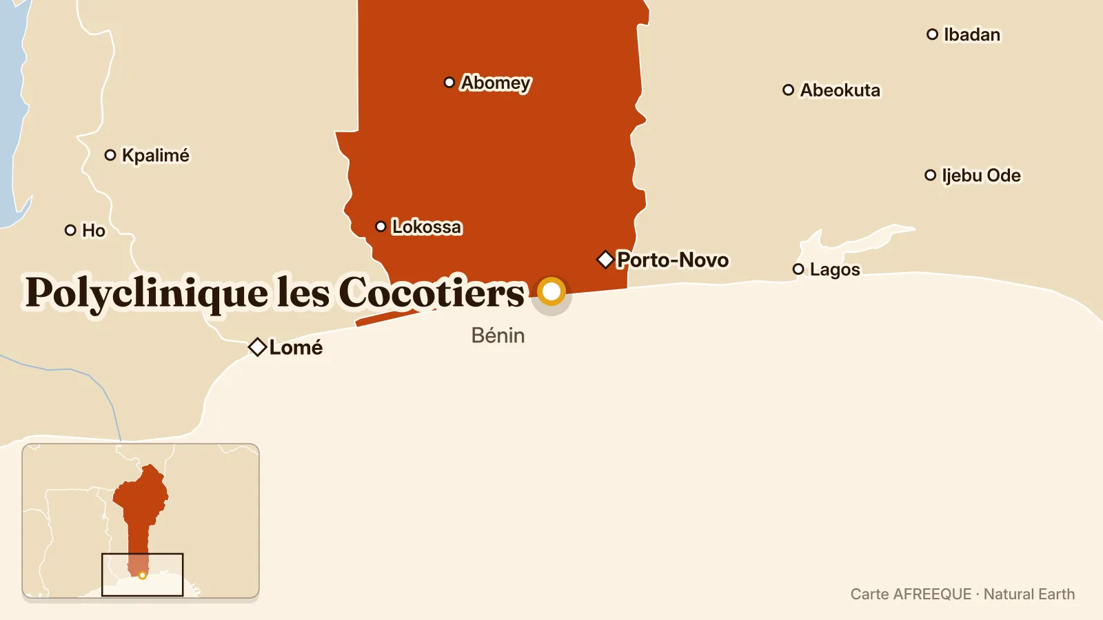 Carte : Polyclinique les Cocotiers, Bénin