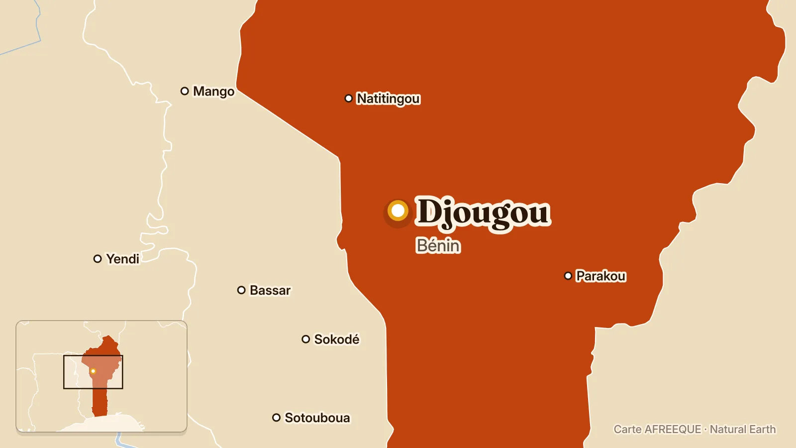 Carte : Djougou, Bénin