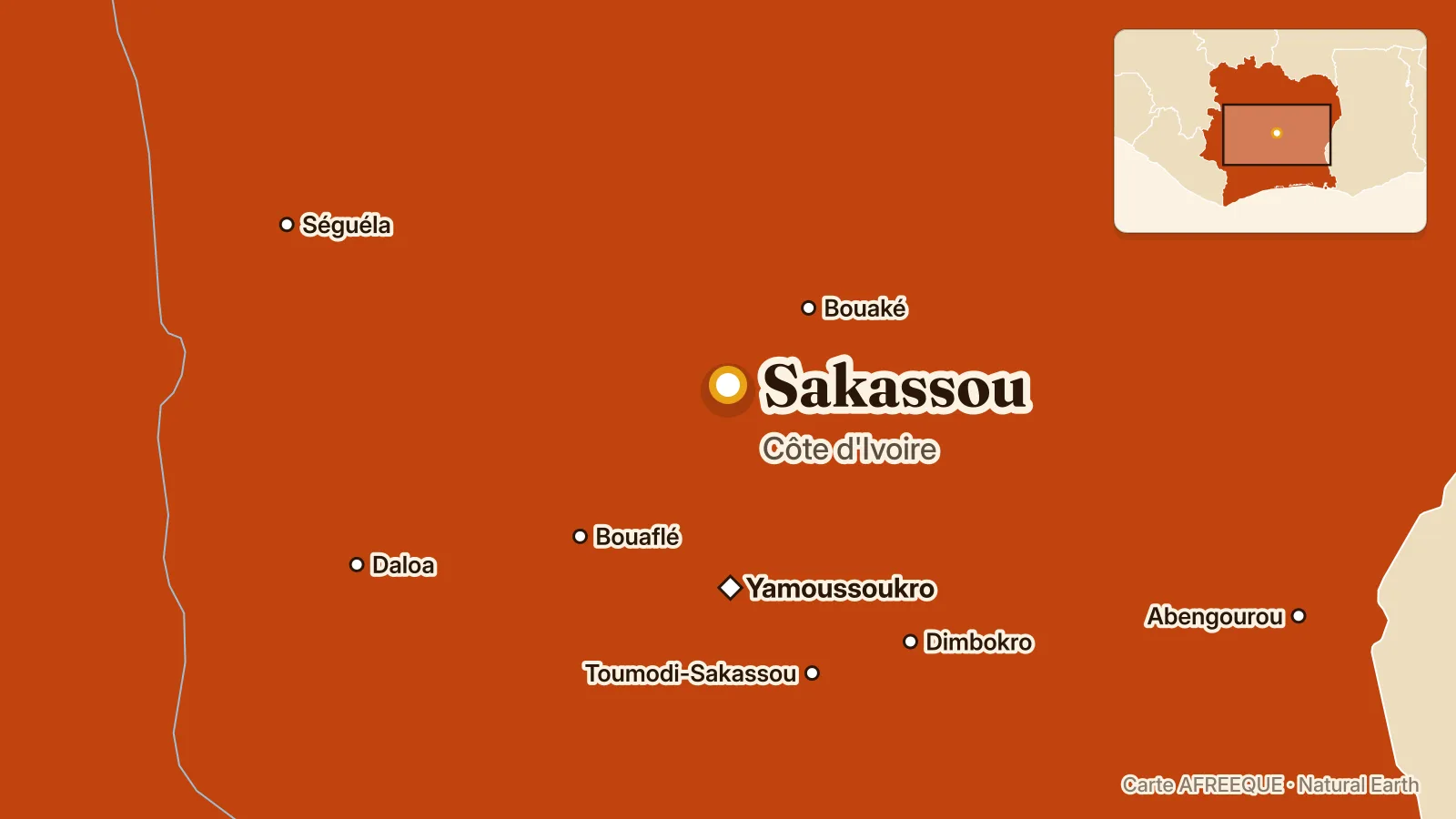 Carte : Sakassou, Côte d'Ivoire