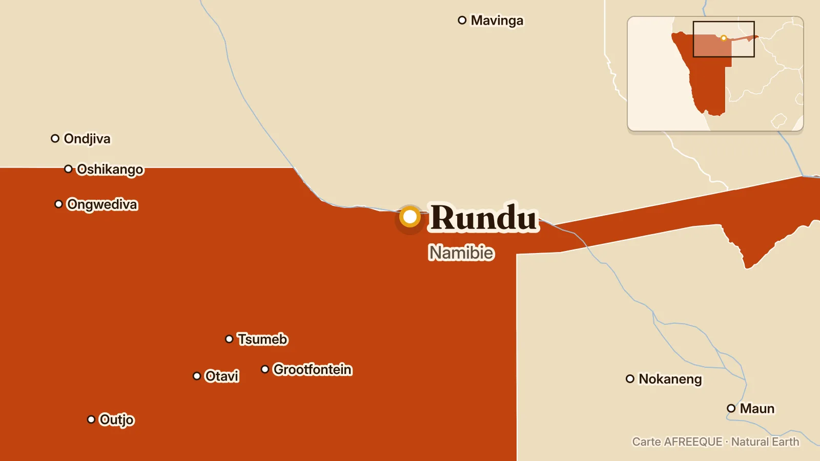Carte : Rundu, Namibie