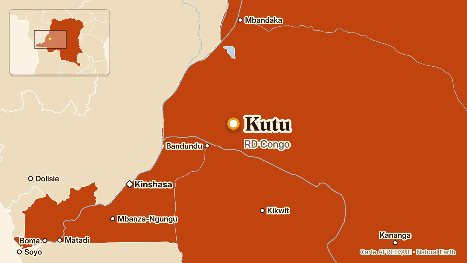 Carte : Kutu, RD Congo