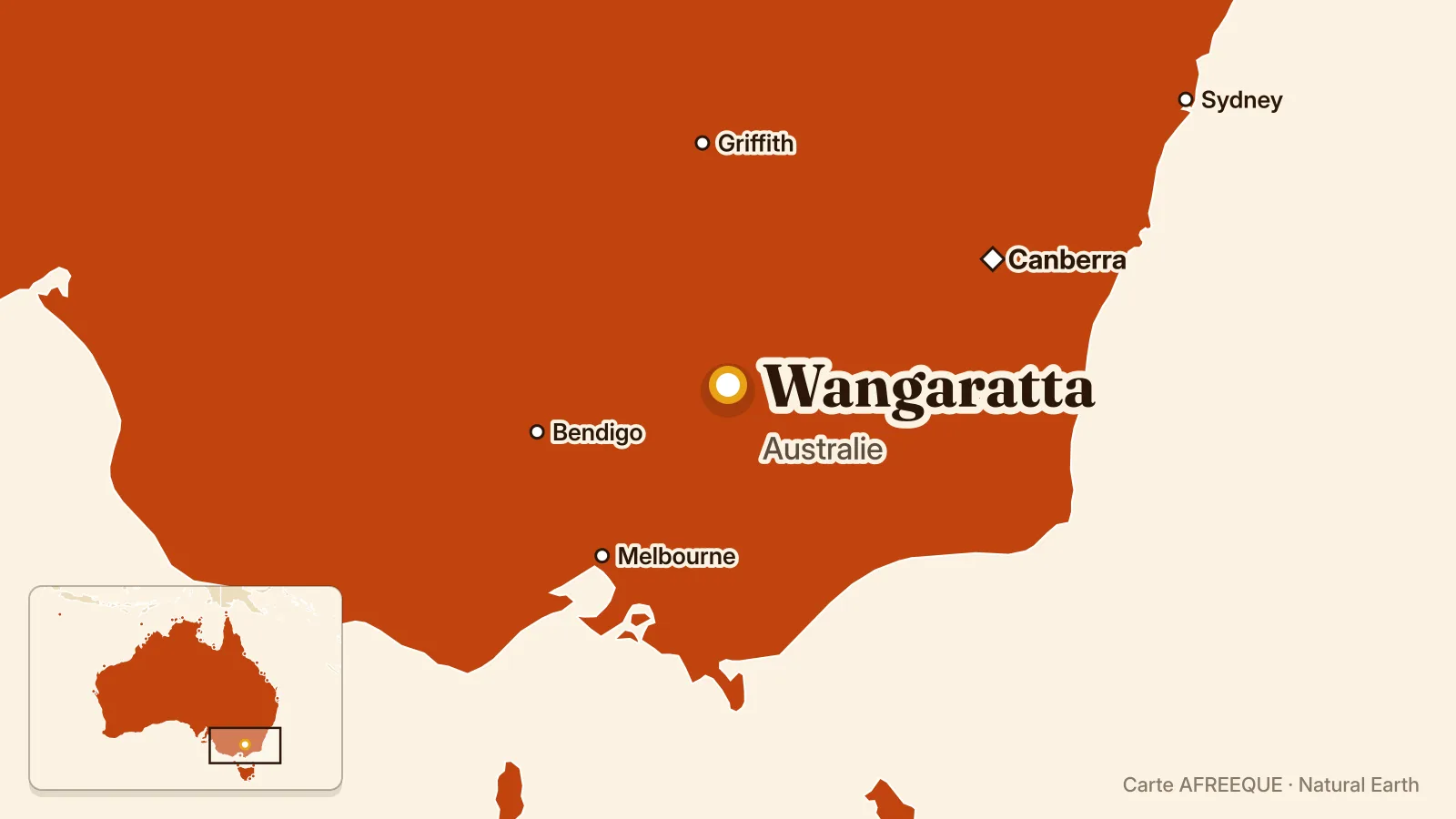 Carte : Wangaratta, Australie