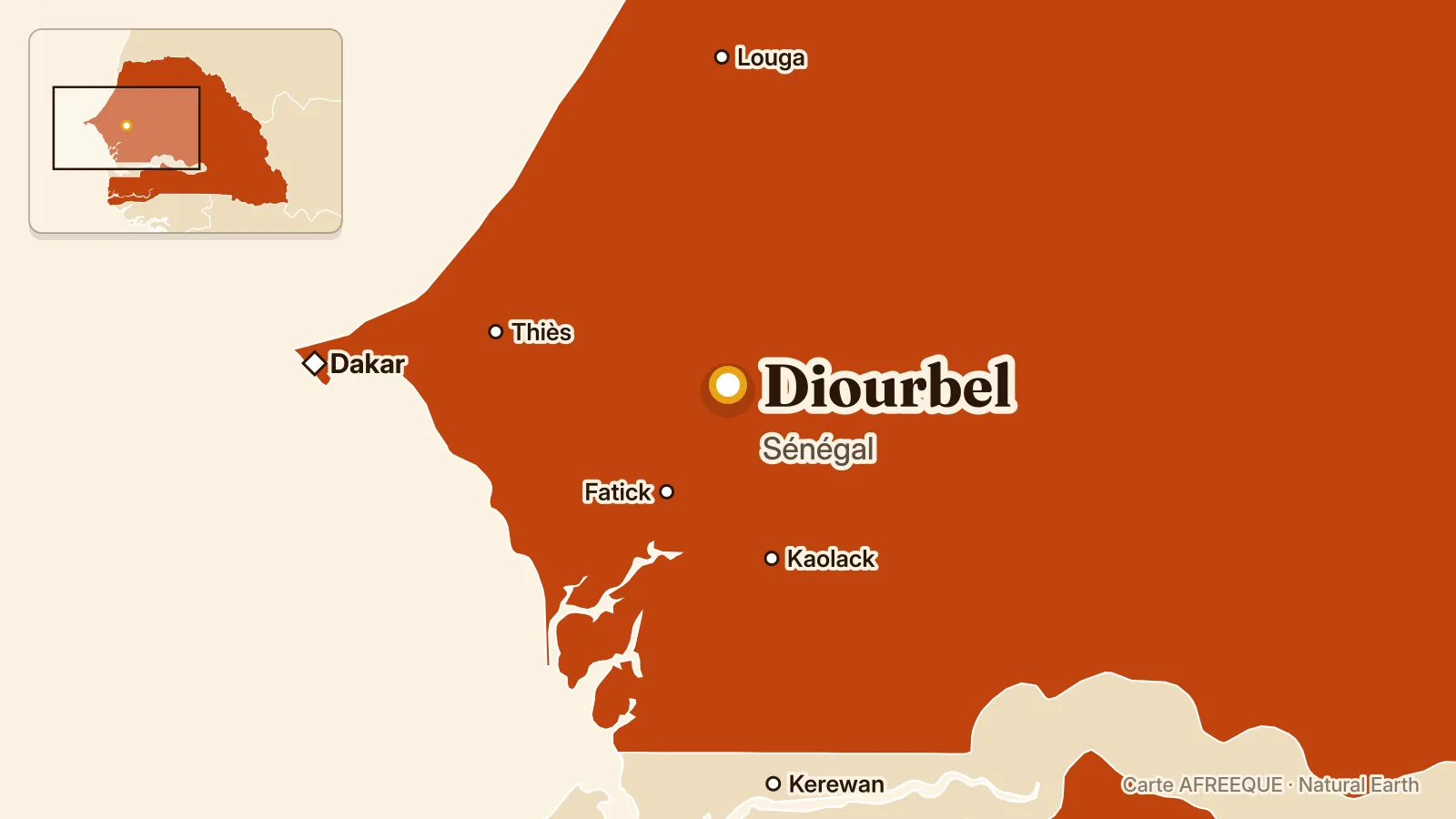 Carte : Diourbel, Sénégal