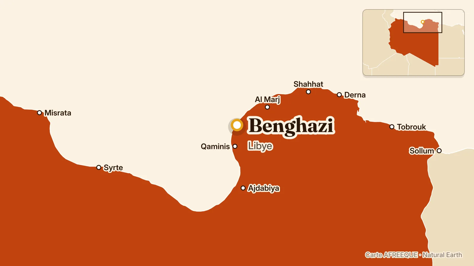 Carte : Benghazi, Libye