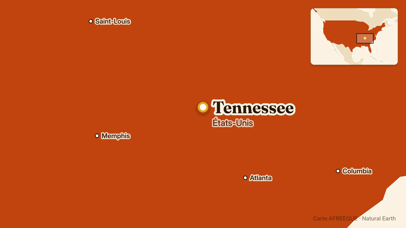 Carte : Tennessee, États-Unis