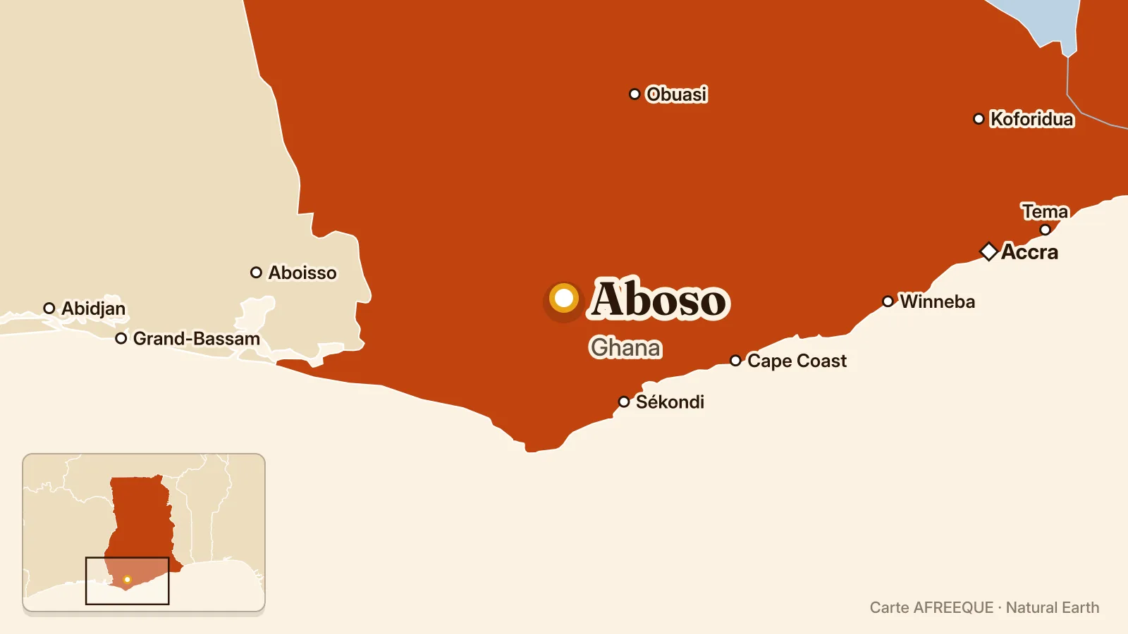 Carte : Aboso, Ghana