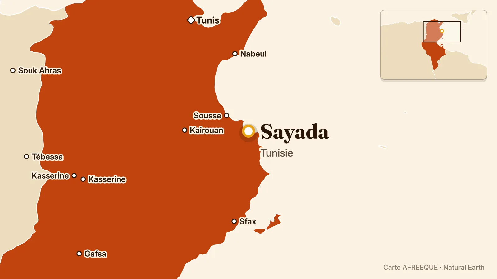Carte : Sayada, Tunisie