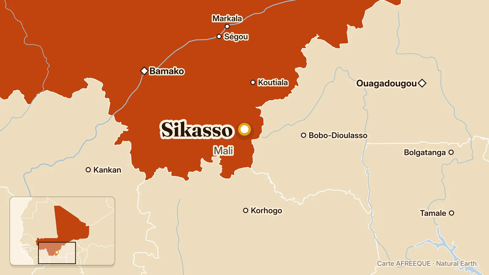 Carte : Sikasso, Mali