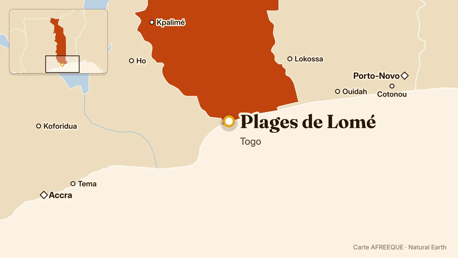 Map: Plages de Lomé, Togo