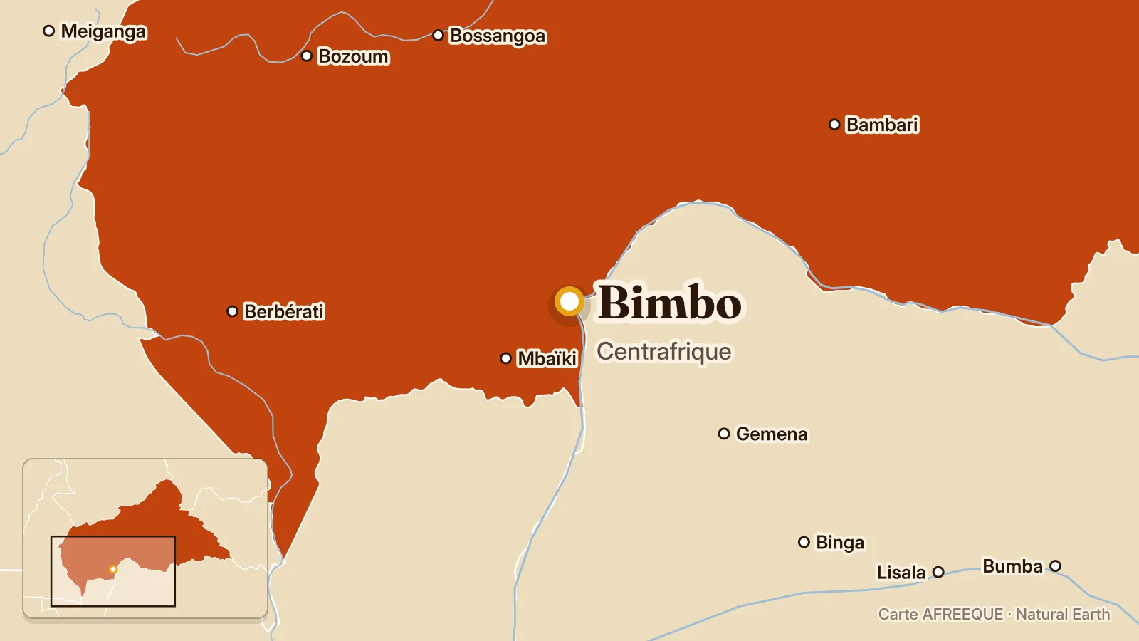Carte : Bimbo, Centrafrique