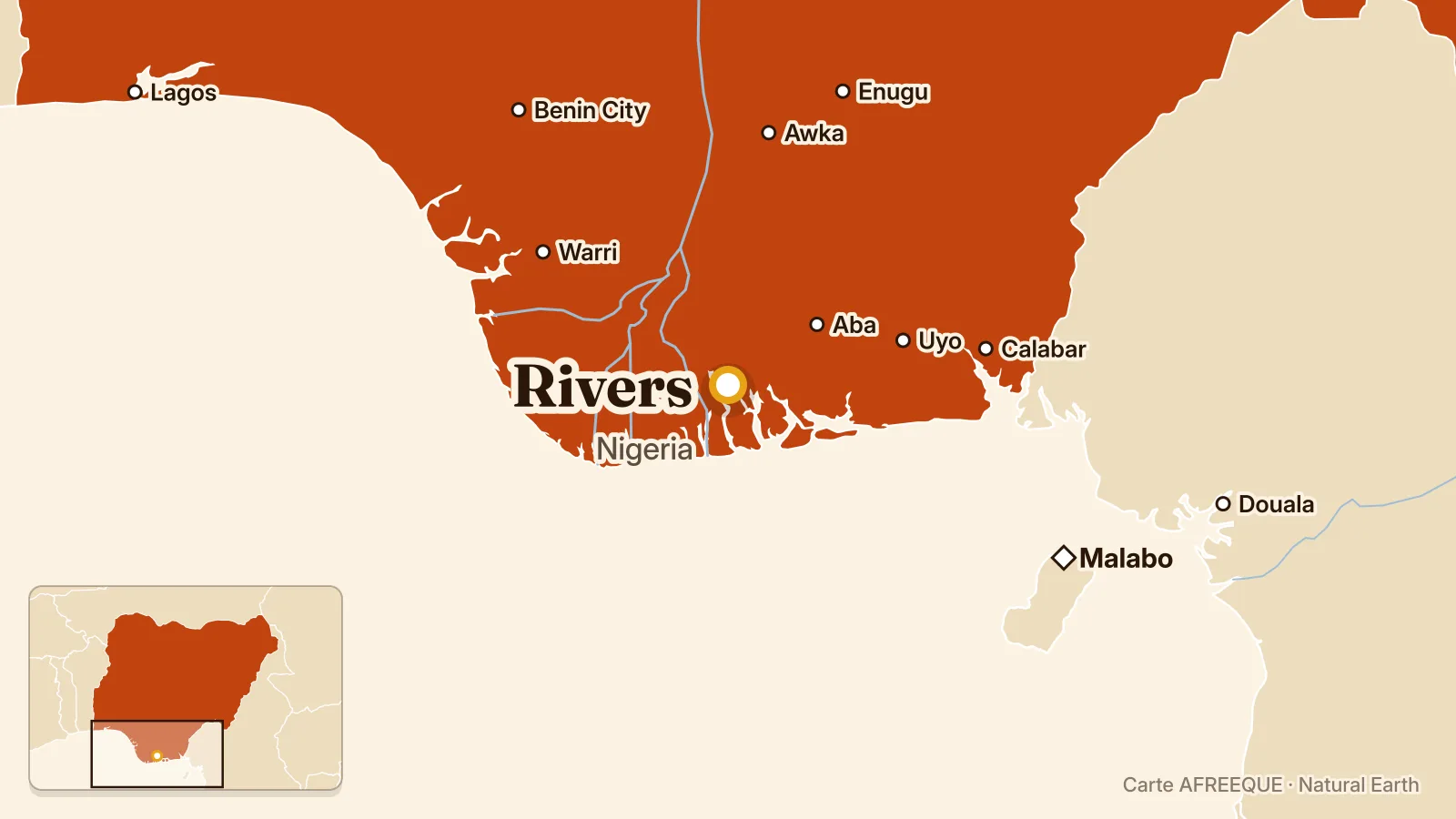 Carte : Rivers, Nigeria