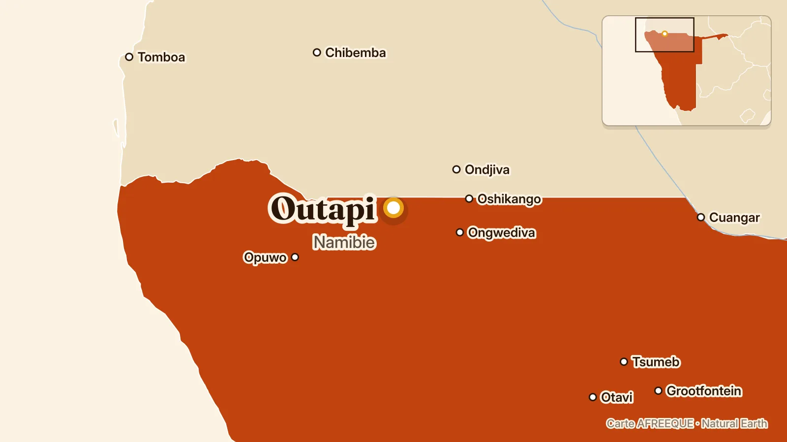 Carte : Outapi, Namibie