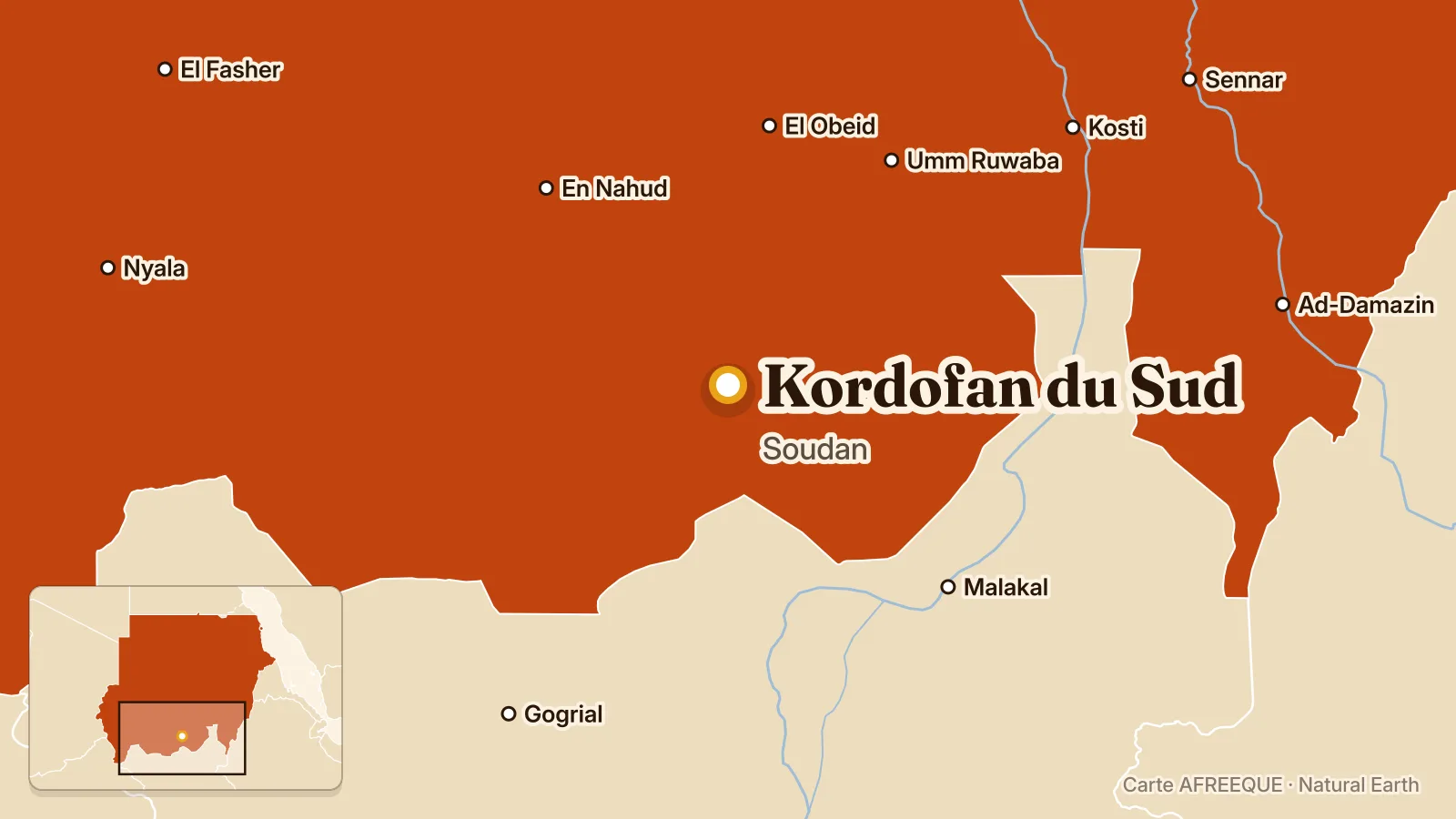 Carte : Kordofan du Sud, Soudan