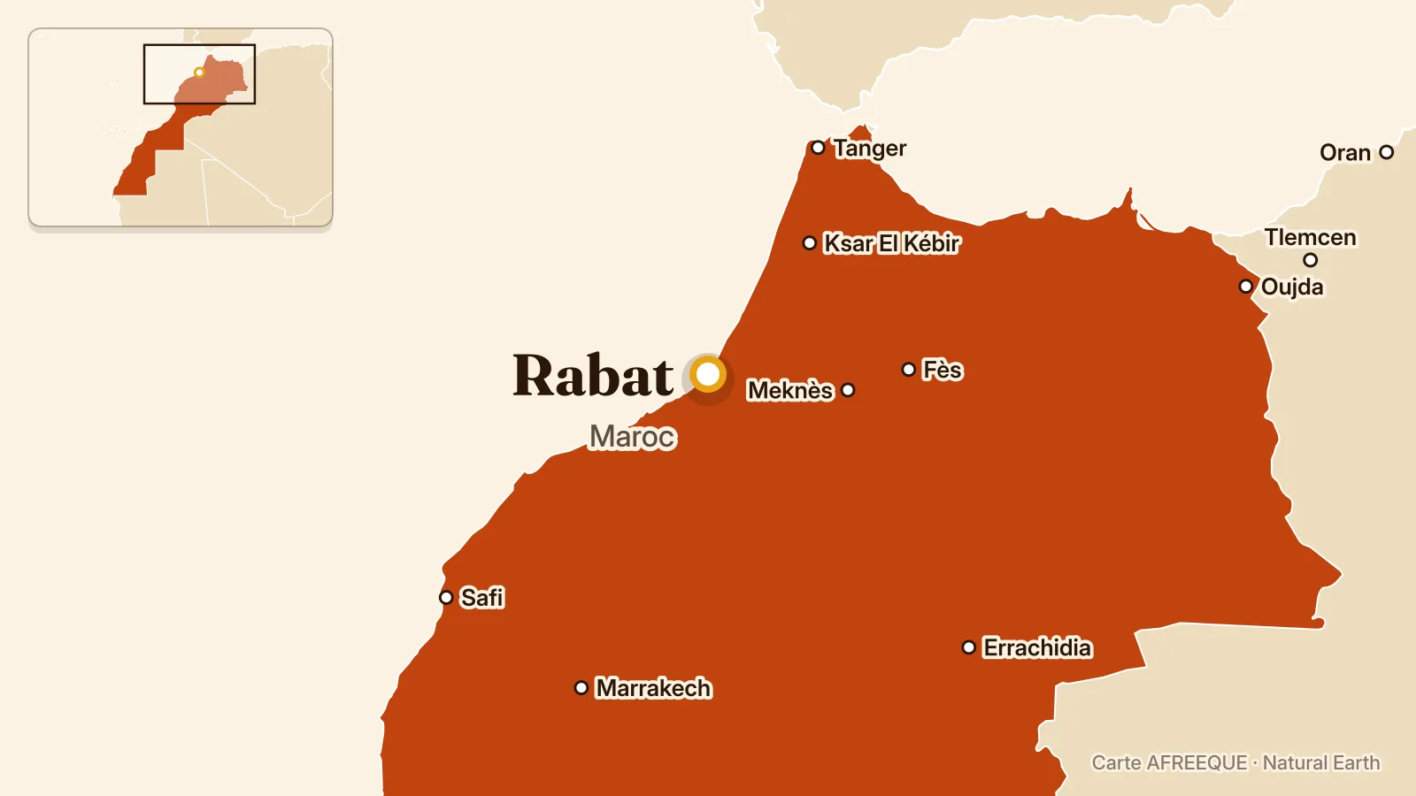 Carte : Rabat, Maroc