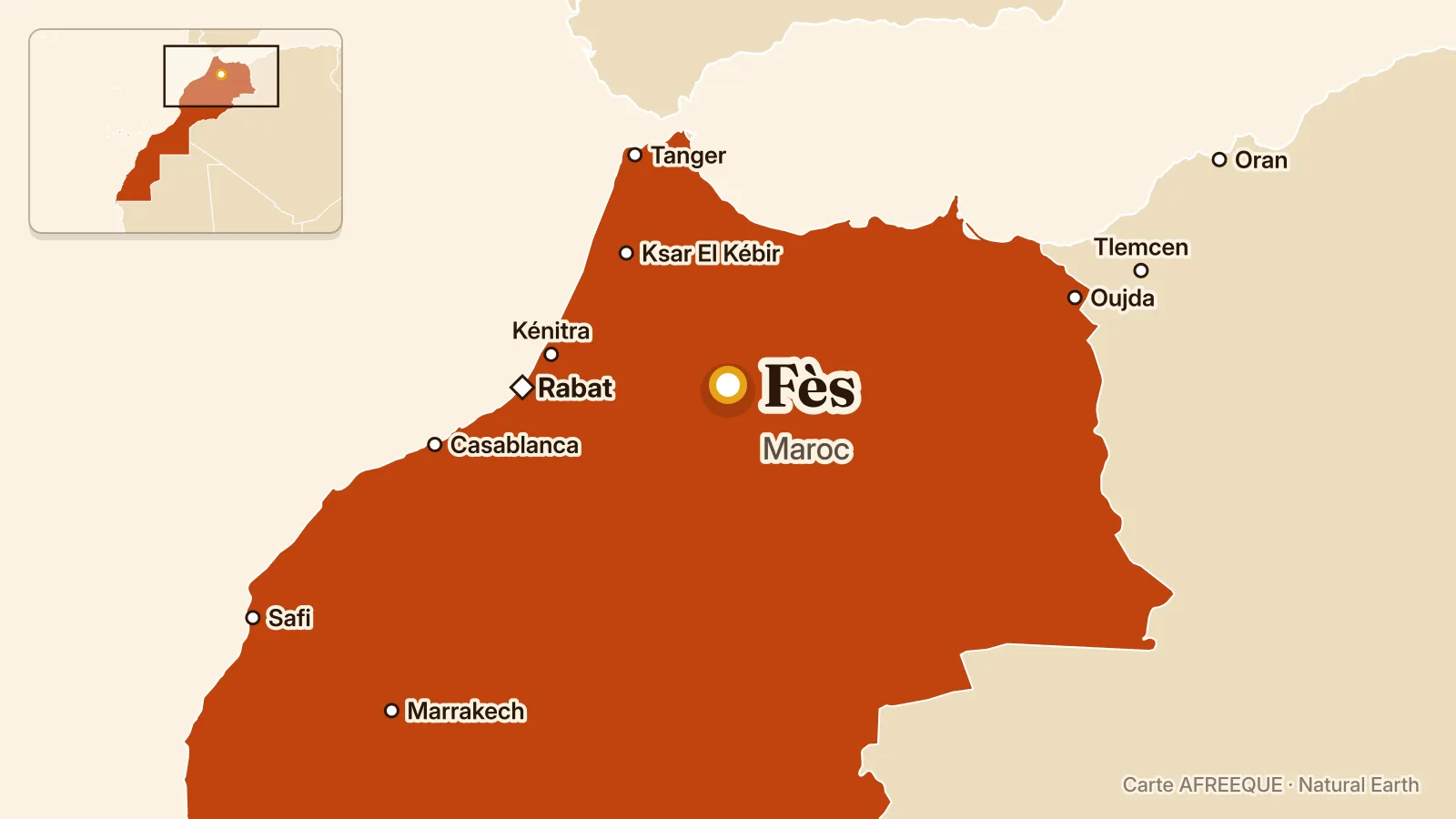 Carte : Fès, Maroc