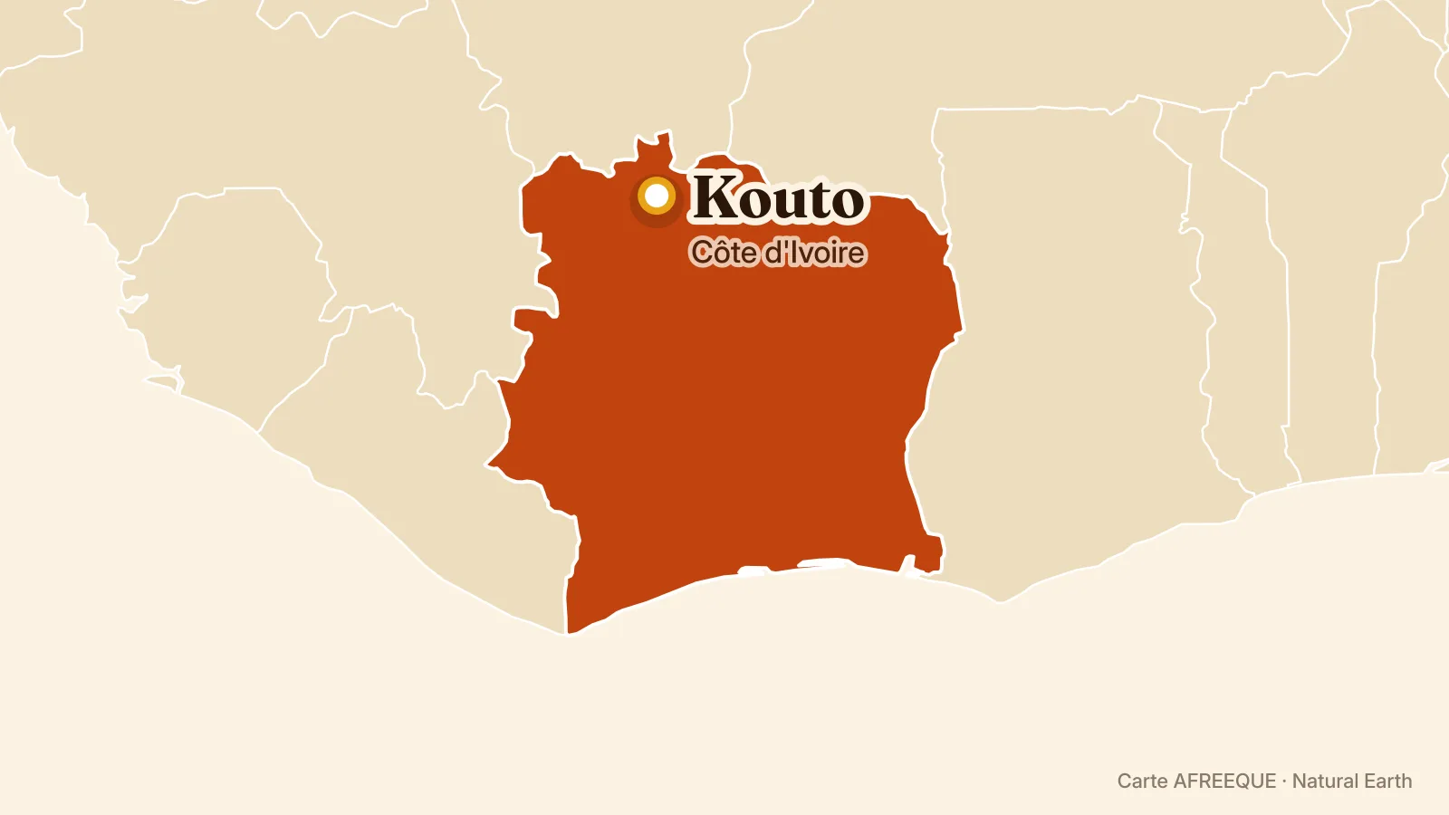 Carte : Kouto, Côte d'Ivoire