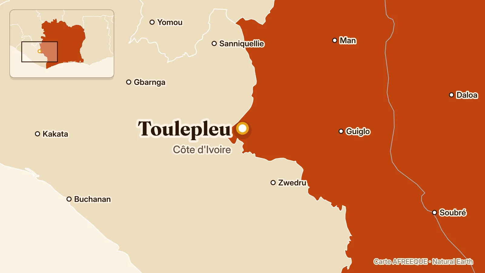 Carte : Toulepleu, Côte d'Ivoire