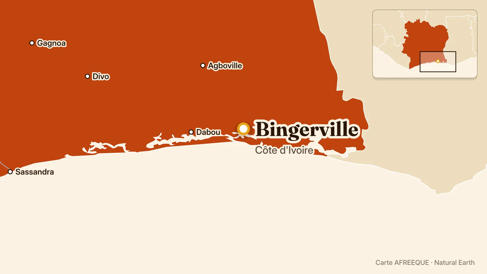 Carte : Bingerville, Côte d'Ivoire