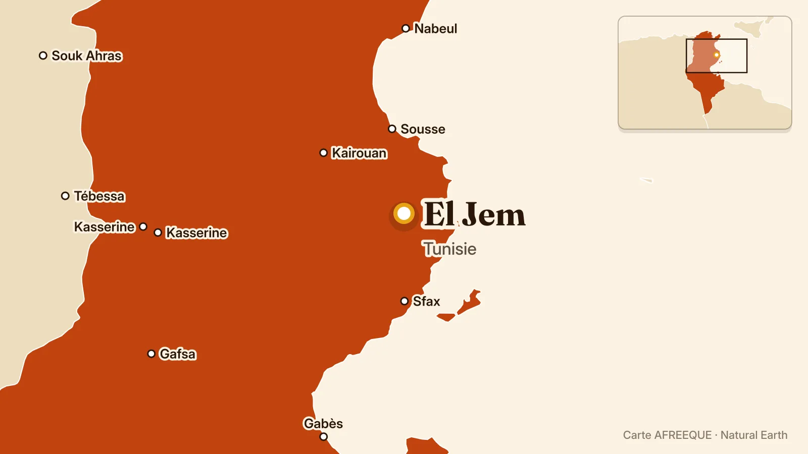 Carte : El Jem, Tunisie