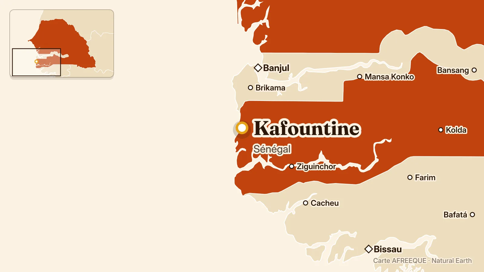 Carte : Kafountine, Sénégal