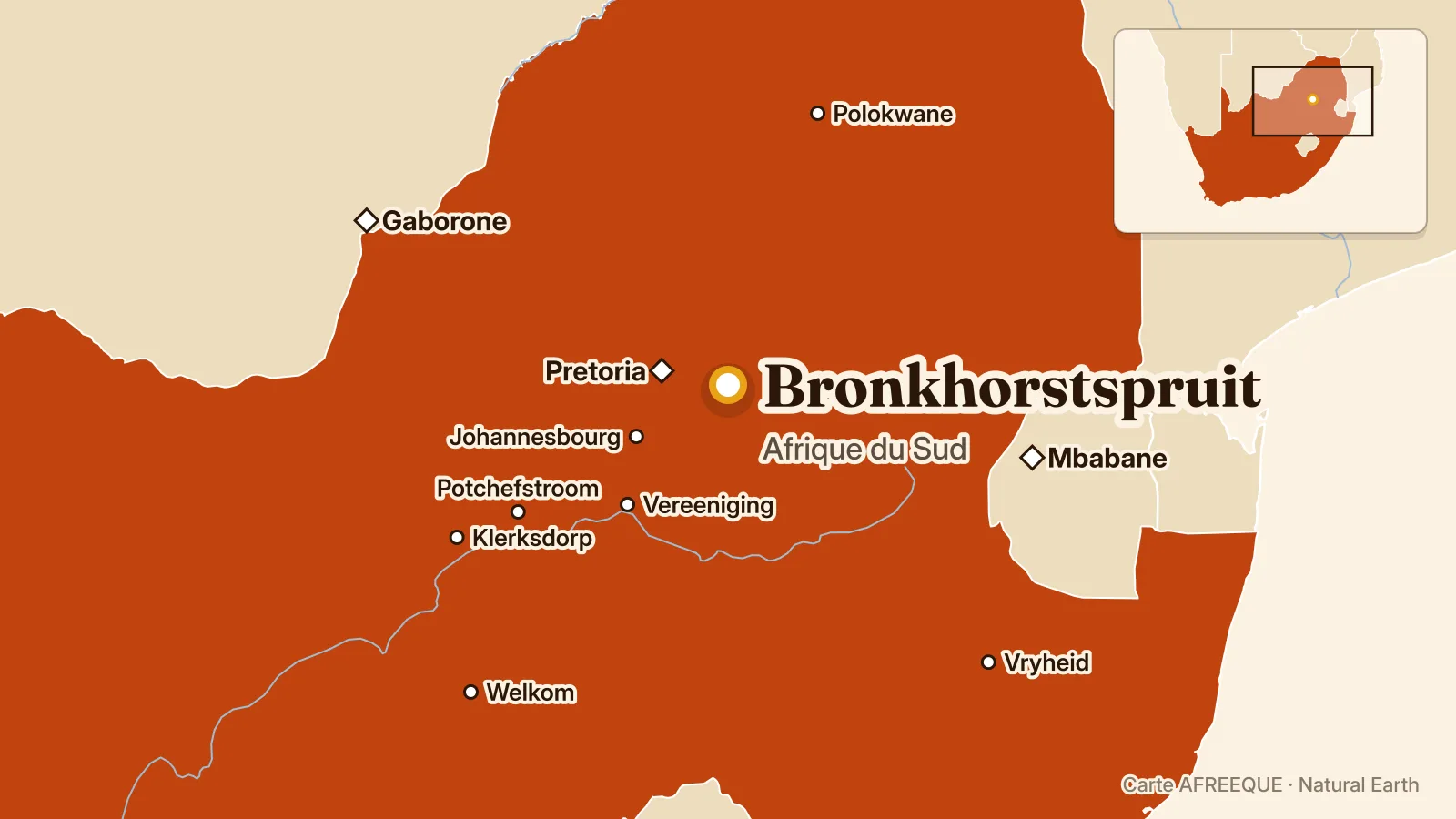 Carte : Bronkhorstspruit, Afrique du Sud