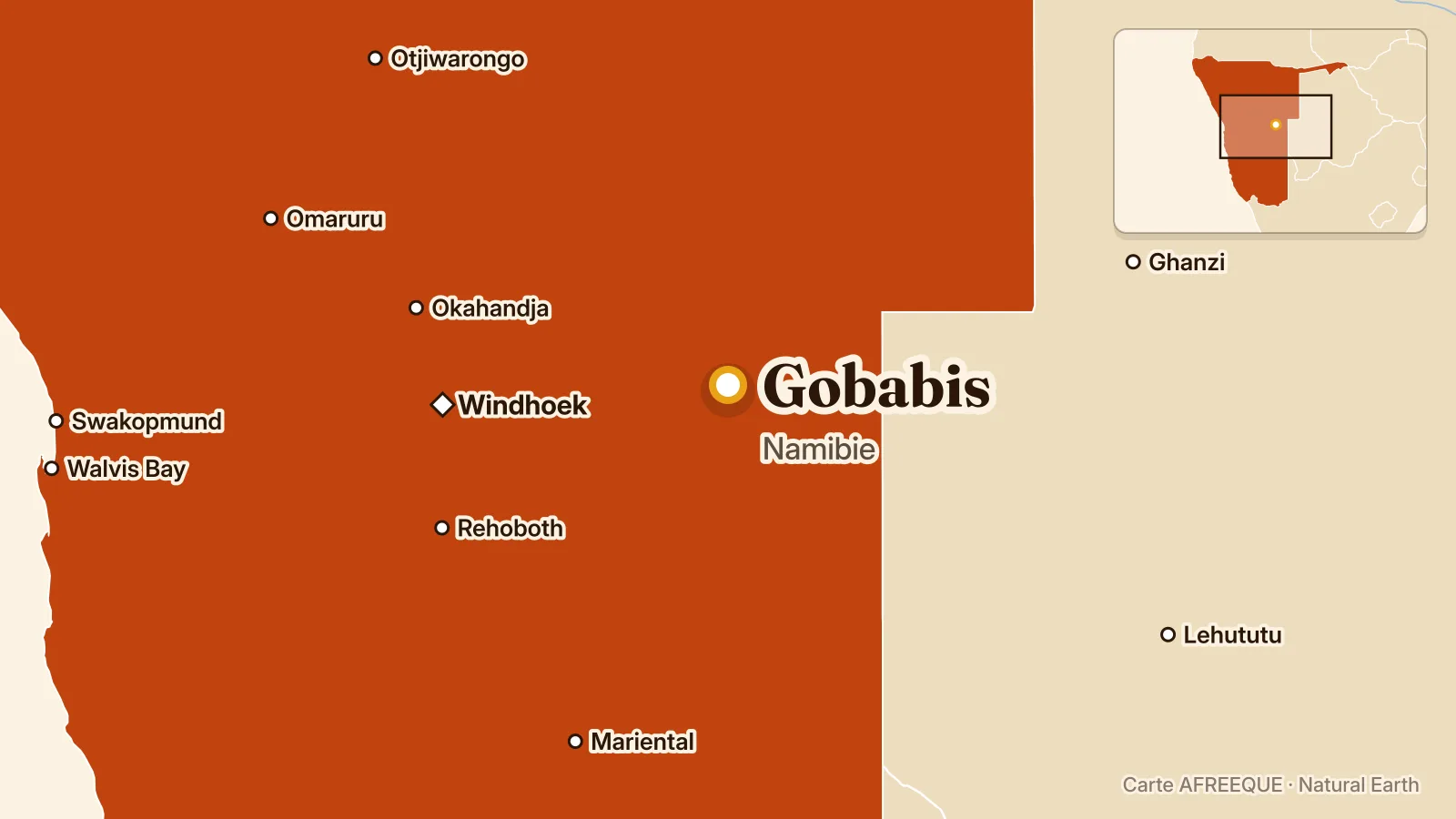 Carte : Gobabis, Namibie