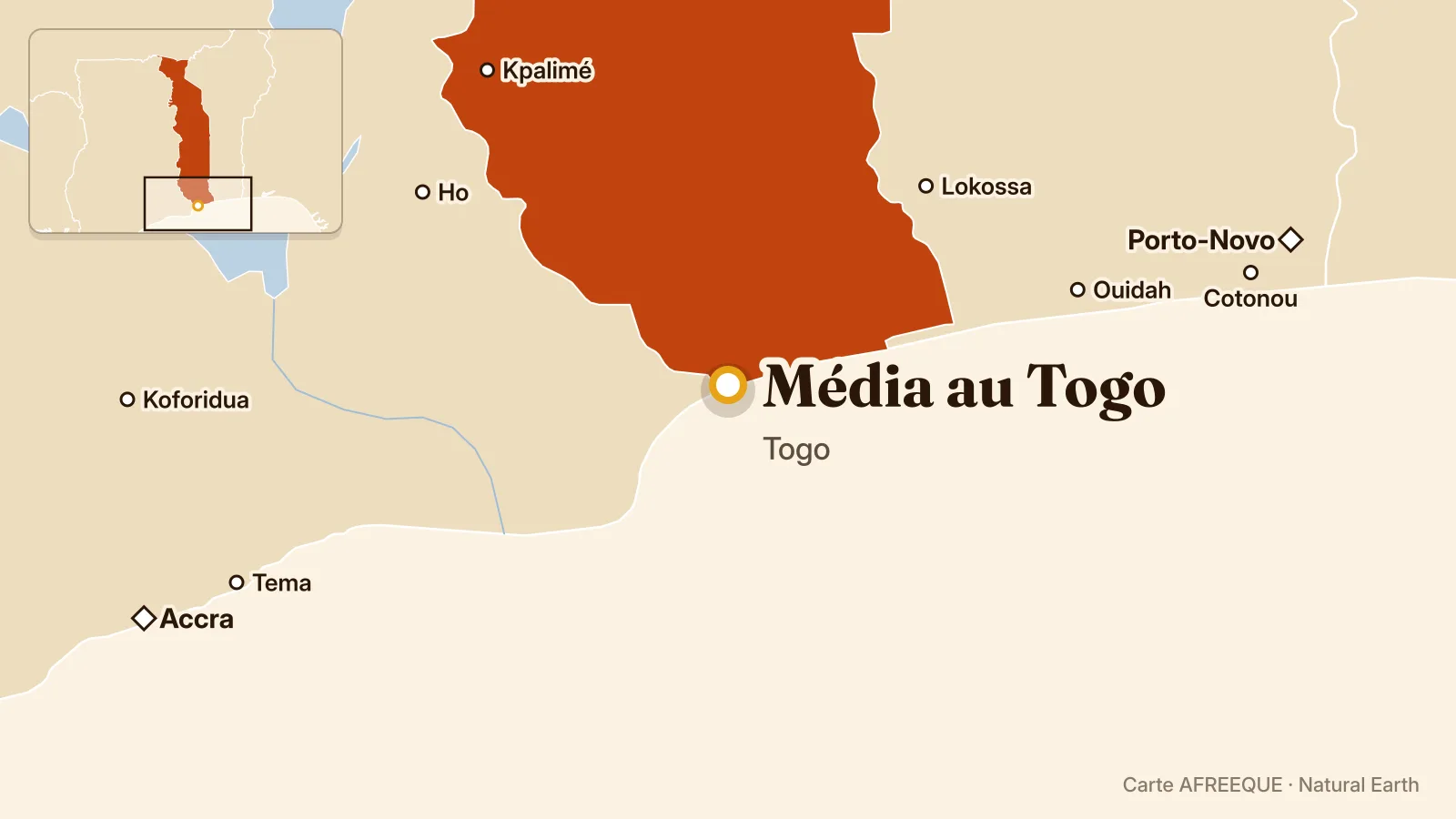 Carte : Média au Togo, Togo