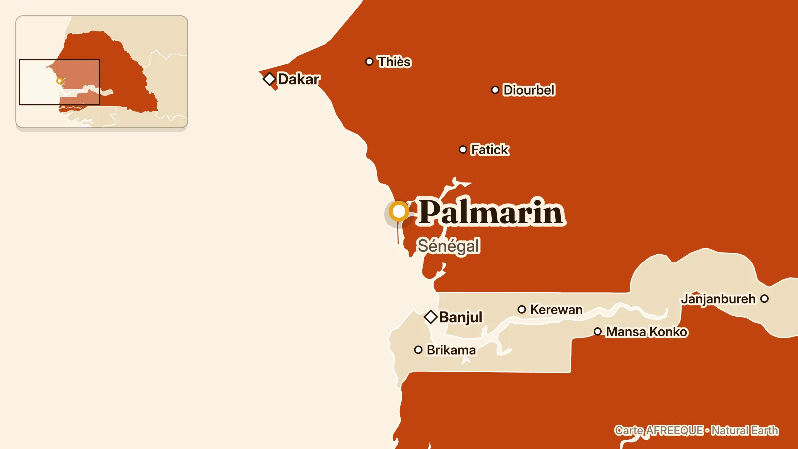 Carte : Palmarin, Sénégal