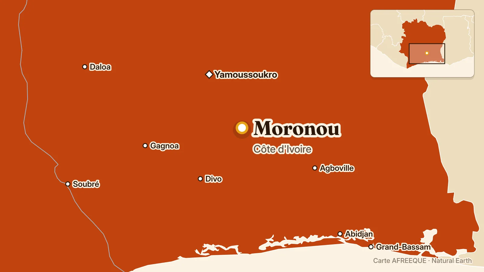 Carte : Moronou, Côte d'Ivoire