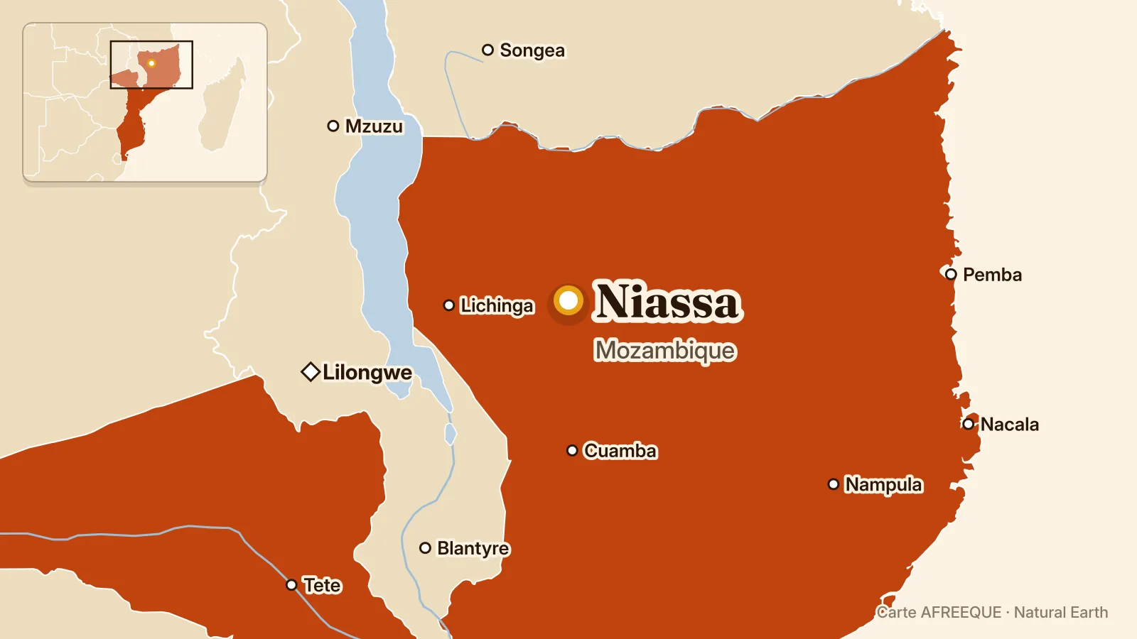 Carte : Niassa, Mozambique