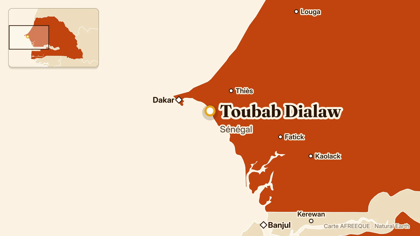 Carte : Toubab Dialaw, Sénégal