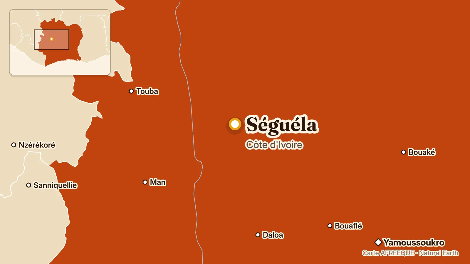 Carte : Séguéla, Côte d'Ivoire