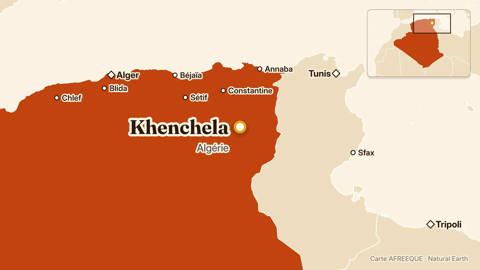 Carte : Khenchela, Algérie