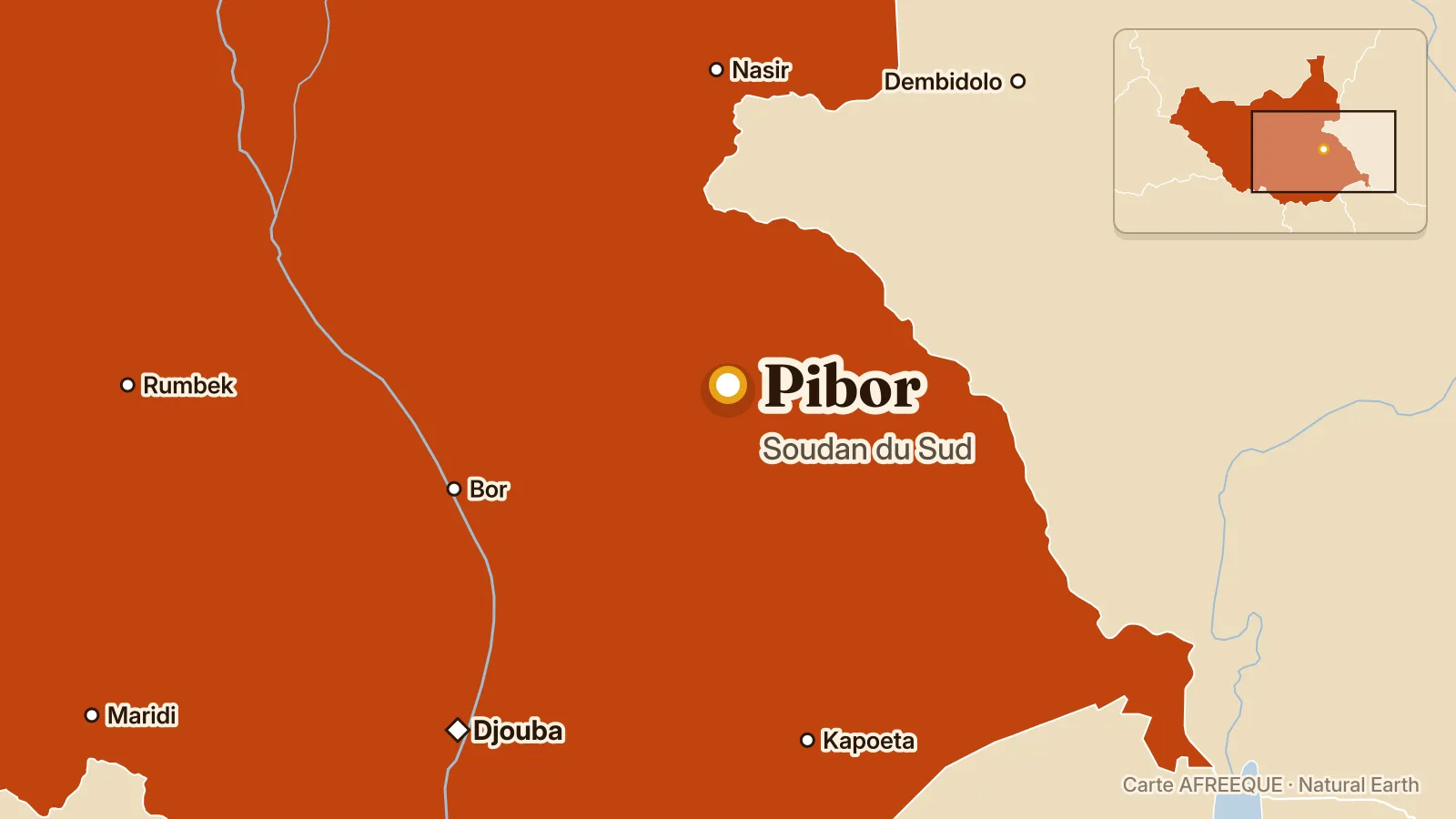 Carte : Pibor, Soudan du Sud