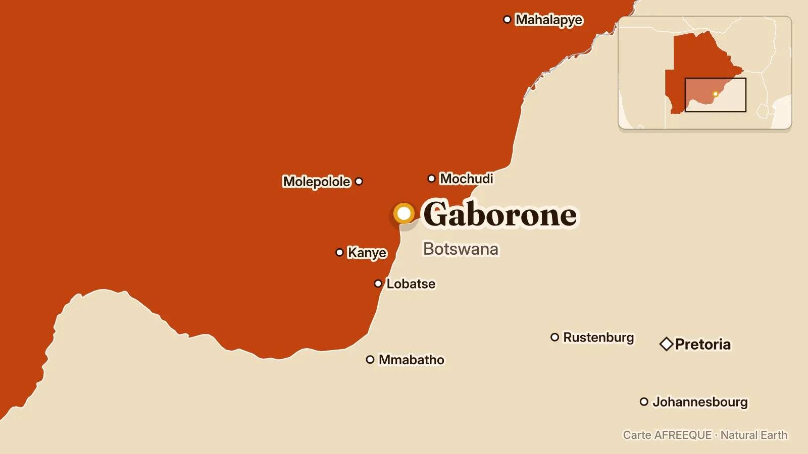 Carte : Gaborone, Botswana