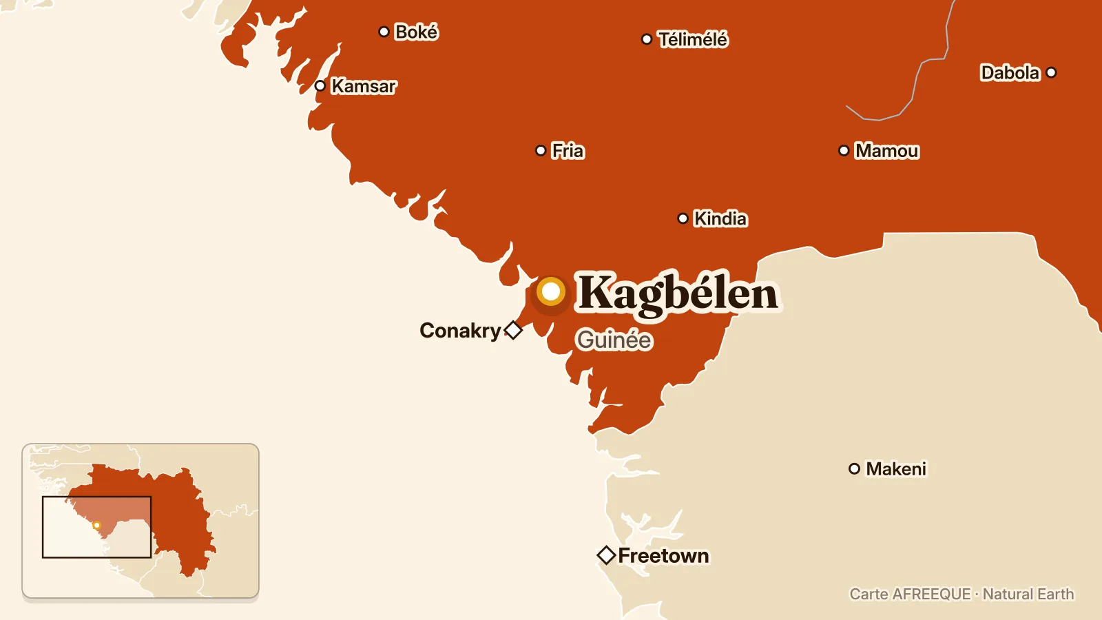 Carte : Kagbélen, Guinée