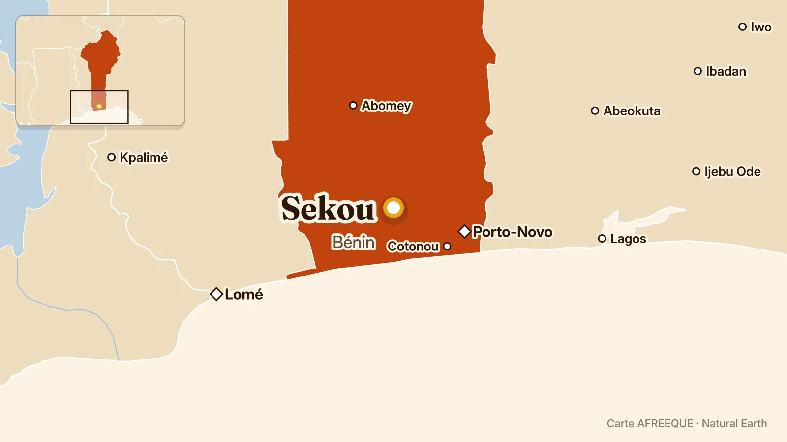 Carte : Sekou, Bénin