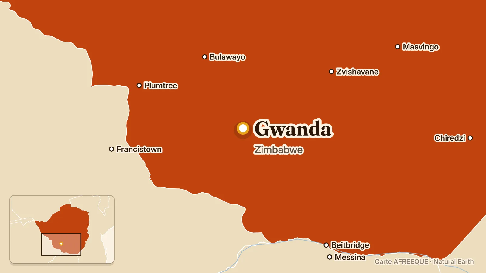 Carte : Gwanda, Zimbabwe