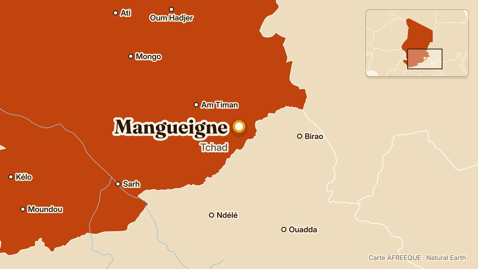 Map: Mangueigne, Chad