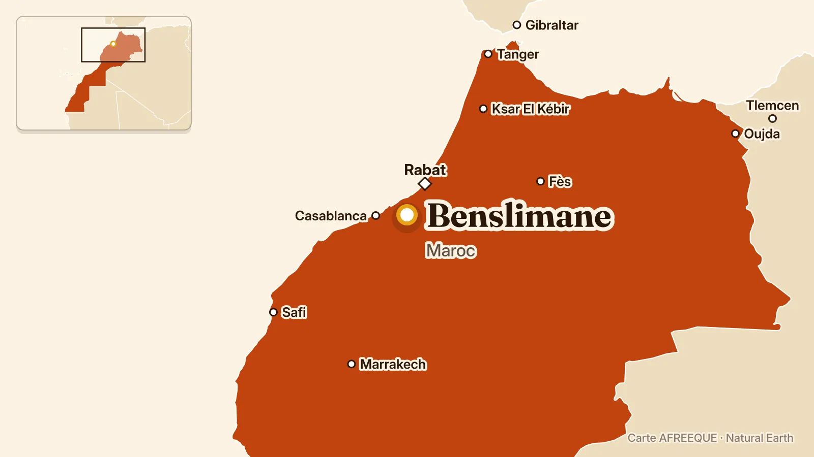 Carte : Benslimane, Maroc